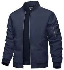 TACVASEN Herren Übergangsjacke Leicht Camouflage-Jacke Sport Jacket Frühling Herbstjacke für Männer (S, Navy) von TACVASEN