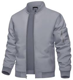 TACVASEN Herren Übergangsjacke Leichtuflage-Jacke Sport Jacket Frühling Herbstjacke für Männer (M, Hellgrau) von TACVASEN