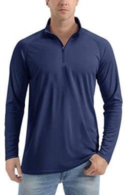 TACVASEN Herren UPF 50+ UV Schutz Shirt Sonnenschutz Langarm Performance T-Shirt Workout Running Shirts, Marineblau, M von TACVASEN