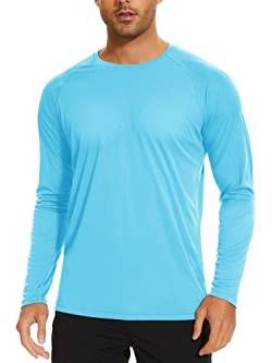 TACVASEN Herren UPF 50+ UV Sonnenschutz Langarmshirt Outdoor Langarm T-Shirt Rashguard, Gletscherblau, M von TACVASEN