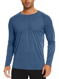 TACVASEN Herren UPF 50+ UV Sonnenschutz Langarmshirt Outdoor Langarm T-Shirt Rashguard, Indigo, XXL von TACVASEN