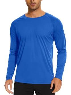 TACVASEN Herren UPF 50+ UV Sonnenschutz Langarmshirt Outdoor Langarm T-Shirt Rashguard, Königsblau, 3XL von TACVASEN