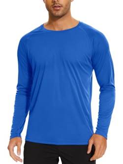 TACVASEN Herren UPF 50+ UV Sonnenschutz Langarmshirt Outdoor Langarm T-Shirt Rashguard, Königsblau, L von TACVASEN