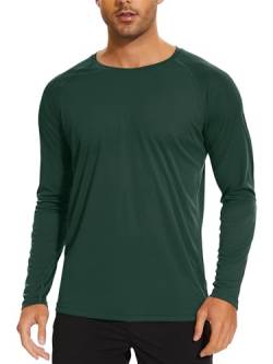TACVASEN Herren UPF 50+ UV Sonnenschutz Langarmshirt Outdoor Langarm T-Shirt Rashguard, Rasengrün, 3XL von TACVASEN