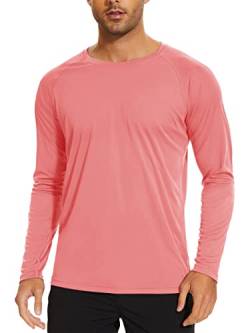 TACVASEN Herren UPF 50+ UV Sonnenschutz Langarmshirt Outdoor Langarm T-Shirt Rashguard, Wassermelonenrot, S von TACVASEN