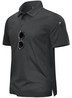 TACVASEN Herren Unterhemd Poloshirts Arbeiten Kurzarm Shirts Sport Schnelltrocknend Polohemd (Dunkelgrau, XL) von TACVASEN