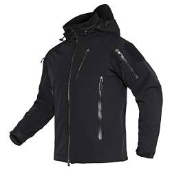 TACVASEN Herren Wandern Übergangsjacke Soft Shell Jacke Herrenjacke Outdoor Winter Thermo Jacket (XL, Schwarz) von TACVASEN