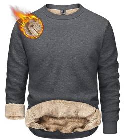 TACVASEN Herren Warme Fleece Pullover Sweatshirts Winter Langarm Shirts mit Fleecefutter (S, Dunkelgrau) von TACVASEN