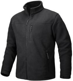 TACVASEN Herren Warme Fleecejacke Outdoorjacke Sport Jacket Sweatjacke mit Brusttasche (XL, Schwarz) von TACVASEN
