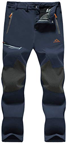 TACVASEN Herren Wasserdicht Winddicht Atmungsaktiv Wanderhose Winter Softshellhosen Outdoor Hosen für Männer, Navy, 34 von TACVASEN