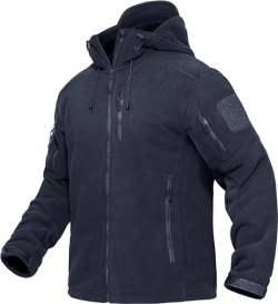 TACVASEN Herren Winter Fleecejacke Outdoor-Herrenjacke Pullover Hoodie Warm Fleece Jacket (XXL, Schwarzblau) von TACVASEN