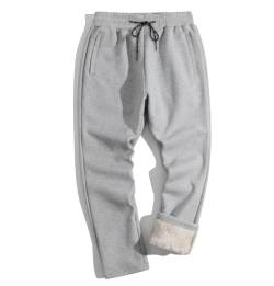 TACVASEN Herren Winter Gefütterte Baumwolle Freizeithose Sportlich Lange Activewear-Hosen (32, Hellgrau) von TACVASEN