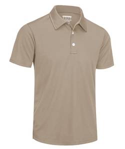 TACVASEN Herrenshirts Polo Kurzarm Tee Shirts Sportshirts Freizeit Casual Polohemd Männer Atmungsaktiv (3XL, Khaki) von TACVASEN