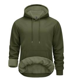 TACVASEN Hoodie Herren Kapuzenpullover Winter Warm Sweatshirt Langarm Kapuzenpullover Känguru-Tasche Casual Pullover (L, Armeegrün) von TACVASEN