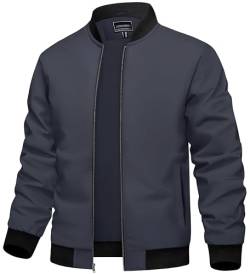 TACVASEN Jacke Herren Übergangsjacke Leicht Sommerjacke Dünner Herrenjacke Bomber Blouson US Pilotenjacke (3XL, Kohlengrau) von TACVASEN