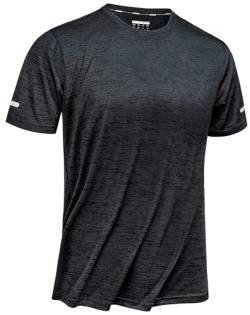 TACVASEN Laufshirt Herren Kurzarm Sommershirts Beach Shirts O-Neck Short-Sleeve T-Shirt Basic Tee Top Oberteil, Schwarz, 3XL von TACVASEN