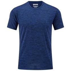 TACVASEN Laufshirts Männer Schnelltrocknend Workout Shirts Feuchtigkeitstransport Aktiv Athletische Kurzarm Tops für Herren, Königsblau, XL von TACVASEN