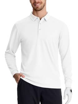 TACVASEN Polo Shirt Herren Langarm Funktionsshirts Golf T-Shirt Männer Outdoorshirts für Wandern Camping Angeln, Weiß, L von TACVASEN