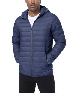 TACVASEN Puffer Jacke Herren Steppjcake Leichte Übergangsjacke Hoodie Full Zip Frühlingsjacke mit Reißverschlusstaschen (M, Blau Grau) von TACVASEN