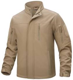 TACVASEN Softshelljacke Herren Wasserdicht Atmungsaktiv Übergangs-Outdoorjacke Winter Herbstjacke Militär Jacket (XL, Khaki) von TACVASEN