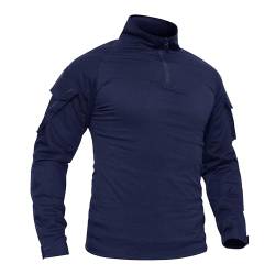 TACVASEN Sports Shirt Herren Slim Fit Hemd Langarm Tshirt Winter Warm Shirts Ski Schnee T-Shirt Camping Wandern Jagd T Shirt Casual Freizeit Ttshirt Navy Blau XL,CN 3XL von TACVASEN