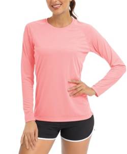 TACVASEN UV-Schutz Shirt Langarm Damen Sonnenschutz Sommer Gym Tops Bade Outdoor Angel UV Sun Protection Shirt (M, Rosa) von TACVASEN