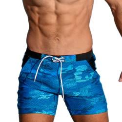 Taddlee Herren Bademode Badeanzüge Schwimmen Boxer Bikini Surfen Board Trunk Camo Shorts, Blau3, Large von TADDLEE