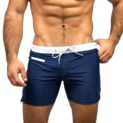 Taddlee Herren Bademode Badeshorts Trunks Quadratischer Schnitt Schwarz Blau Badeanzüge Boxer, Blau2, M von TADDLEE