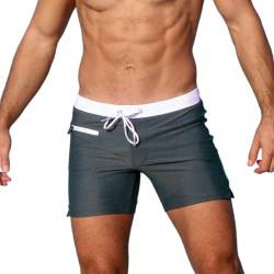 Taddlee Herren Bademode Badeshorts Trunks Square Cut Schwarz Blau Badeanzüge Boxer, grau, Small von TADDLEE