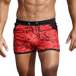 Taddlee Herren Bademode Bikini Badehose Slip Shorts Badeanzug quadratische Schnitte - Rot - L Taille 94/ 99 cm von TADDLEE