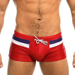 Taddlee Sexy Badebekleidung für Herren, Boxershorts, quadratischer Schnitt - Rot - Large von TADDLEE