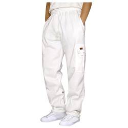 Hose Herren Jogginghose Sweathose Lange Atmungsaktiv Sporthose Yogahose Klassische Trainingshose mit Taschen Jogginghose Herren Sporthose Herren Lang Track Pants Weiß 4XL von TAELU