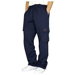 TAELU Hose Herren Jogginghose Sweathose Lange Atmungsaktiv Sporthose Yogahose Klassische Trainingshose mit Taschen Jogginghose Herren Herren Jogginghose Trainingshose Herren Blau 4XL von TAELU