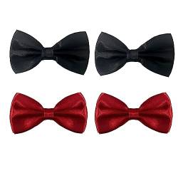TAFACE 4 Stück schwarze und rote einfarbige Fliege, Fliege, Hemdkleid, Businesskleidung, sowohl für Männer als auch für Frauen, geeignet für Hochzeiten, Empfänge, Partys und andere Anlässe von TAFACE