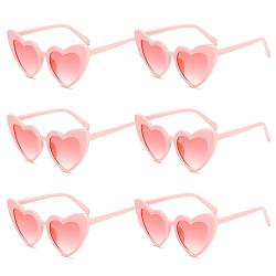 TAFACE 6 Sonnenbrillen, Herz, Rosa, Vintage-Sonnenbrille, Herz, UV-Schutz, lustige Fantasie-Brille, Party im Freien, Rosa, L von TAFACE
