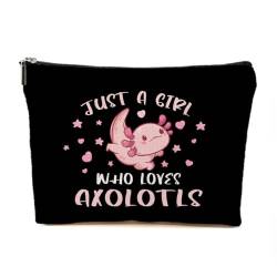 Just A Axolotl-Liebhaber, Geschenke für Frauen, personalisierte Axolotls-Themen-Geschenke für Axolotl-Liebhaber, niedliche Make-up-Tasche, Reisezubehör, lustige Kosmetiktasche, Geburtstags-, von TAGDANK