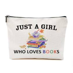 Just A Buchliebhaber-Geschenke für Frauen, personalisierte Buch-Themen-Geschenke für Leser, Buchliebhaber, niedliche Make-up-Tasche, Reisezubehör, lustige Kosmetiktasche, Geburtstags-, von TAGDANK
