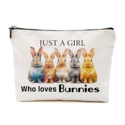 Just A Bunny Lovers Geschenke für Frauen, personalisierte Hasen-Themen-Geschenke für Hasenliebhaber, niedliche Make-up-Tasche, Reisezubehör, lustige Kosmetiktasche, Geburtstags-, Weihnachtsgeschenke von TAGDANK