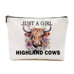 Just A Cow Lovers Geschenke für Frauen, personalisierte Western-Themen-Geschenke für Kuh-Liebhaber, niedliche Make-up-Tasche, Reisezubehör, lustige Kosmetiktasche, Geburtstags- und Weihnachtsgeschenke von TAGDANK