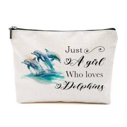 Just A Delfin-Liebhaber, Geschenke für Frauen, personalisierte Delfin-Themen-Geschenke für Delfin-Liebhaber, niedliche Make-up-Tasche, Reisezubehör, lustige Kosmetiktasche, Geburtstags-, von TAGDANK