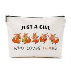 Just A Fox Lovers Geschenke für Frauen, personalisierte Geschenke für Fuchs-Liebhaber, niedliche Make-up-Tasche, Reisezubehör, lustige Kosmetiktasche, Geburtstags-, Weihnachtsgeschenke für Tochter und von TAGDANK