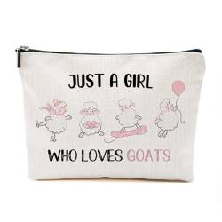 Just A Goat Lovers Geschenke für Frauen, personalisierte Ziegen-Themen-Geschenke für Ziegenliebhaber, niedliche Make-up-Tasche, Reisezubehör, lustige Kosmetiktasche, Geburtstags-, Weihnachtsgeschenke von TAGDANK