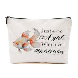 Just A Goldfisch-Liebhaber, Geschenke für Frauen, personalisierte Goldfisch-Themen-Geschenke für Goldfisch-Liebhaber, niedliche Make-up-Tasche, Reisezubehör, lustige Kosmetiktasche, Geburtstags-, von TAGDANK