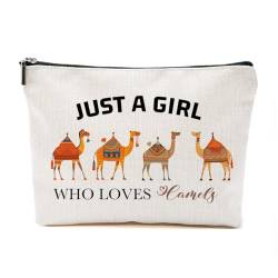 Just A Kamelliebhaber-Geschenke für Frauen, personalisierte Kamel-Themen-Geschenke für Kamelliebhaber, niedliche Make-up-Tasche, Reisezubehör, lustige Kosmetiktasche, Geburtstags-, Weihnachtsgeschenke von TAGDANK