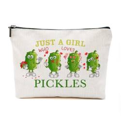 Just A Pickle Lovers Geschenke für Frauen, personalisierte Pickles-Themen-Geschenke für Gurkenliebhaber, niedliche Make-up-Tasche, Reisezubehör, lustige Kosmetiktasche, Geburtstags-, von TAGDANK