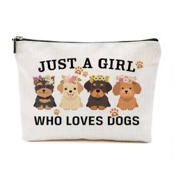 TAGDANK Just A Dog Lovers Geschenke für Frauen, personalisierte Geschenke für Hundeliebhaber, niedliche Make-up-Tasche, Reisezubehör, lustige Kosmetiktasche, Geburtstags- und Weihnachtsgeschenke für von TAGDANK