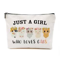 TAGDANK Just A Katzenliebhaber-Geschenke für Frauen, personalisierte Katzen-Themen-Geschenke für Katzenliebhaber, niedliche Make-up-Tasche, Reisezubehör, lustige Kosmetiktasche, Geburtstags-, von TAGDANK