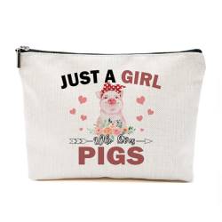 TAGDANK Just A Pig Liebhaber-Geschenke für Frauen, personalisierte Geschenke mit Schweine-Motiv, niedliche Make-up-Tasche, Reisezubehör, lustige Kosmetiktasche, Geburtstags- und Weihnachtsgeschenke von TAGDANK