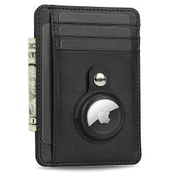 TAGSMATE Schlanke AirTag Smart Wallet, Apple AirTag Tracker kompatible Reisebrieftasche für Männer, RFID-blockierend, Schwarz, Minimalistisch von TAGSMATE