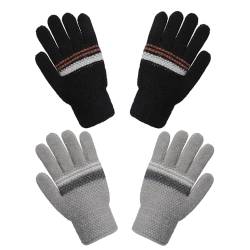 TAGVO 2 Paar Warme Winterhandschuhe für Kinder, Dehnbare Thermo-Strickhandschuhe für Jungen und Mädchen, Vollfinger-Handschuhe und Fäustlinge für Kinder im Alter von 4 bis 7 Jahren von TAGVO